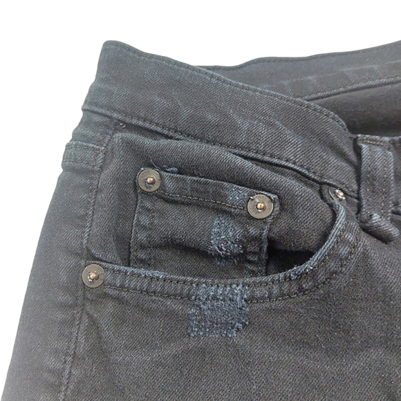 Rag & Bone Tattered Black Distressed Stretchy Jeans. Size 25 - Picture 7 of 12
